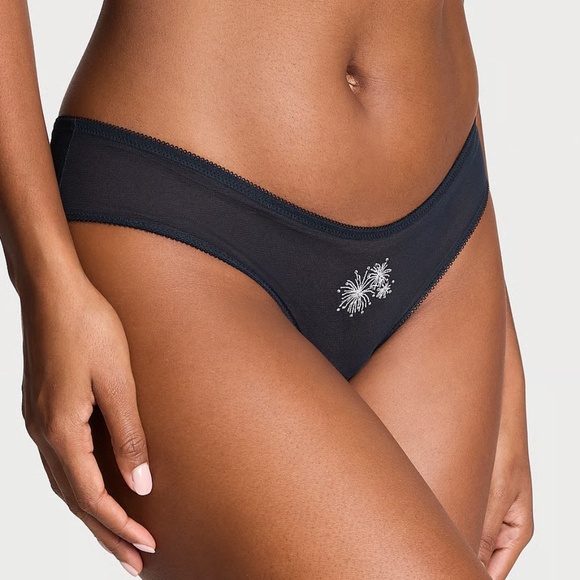 Victoria's Secret Mesh High-Leg Crotchless Cheeky Panty Dark Twilight Small NEW - Picture 2 of 7